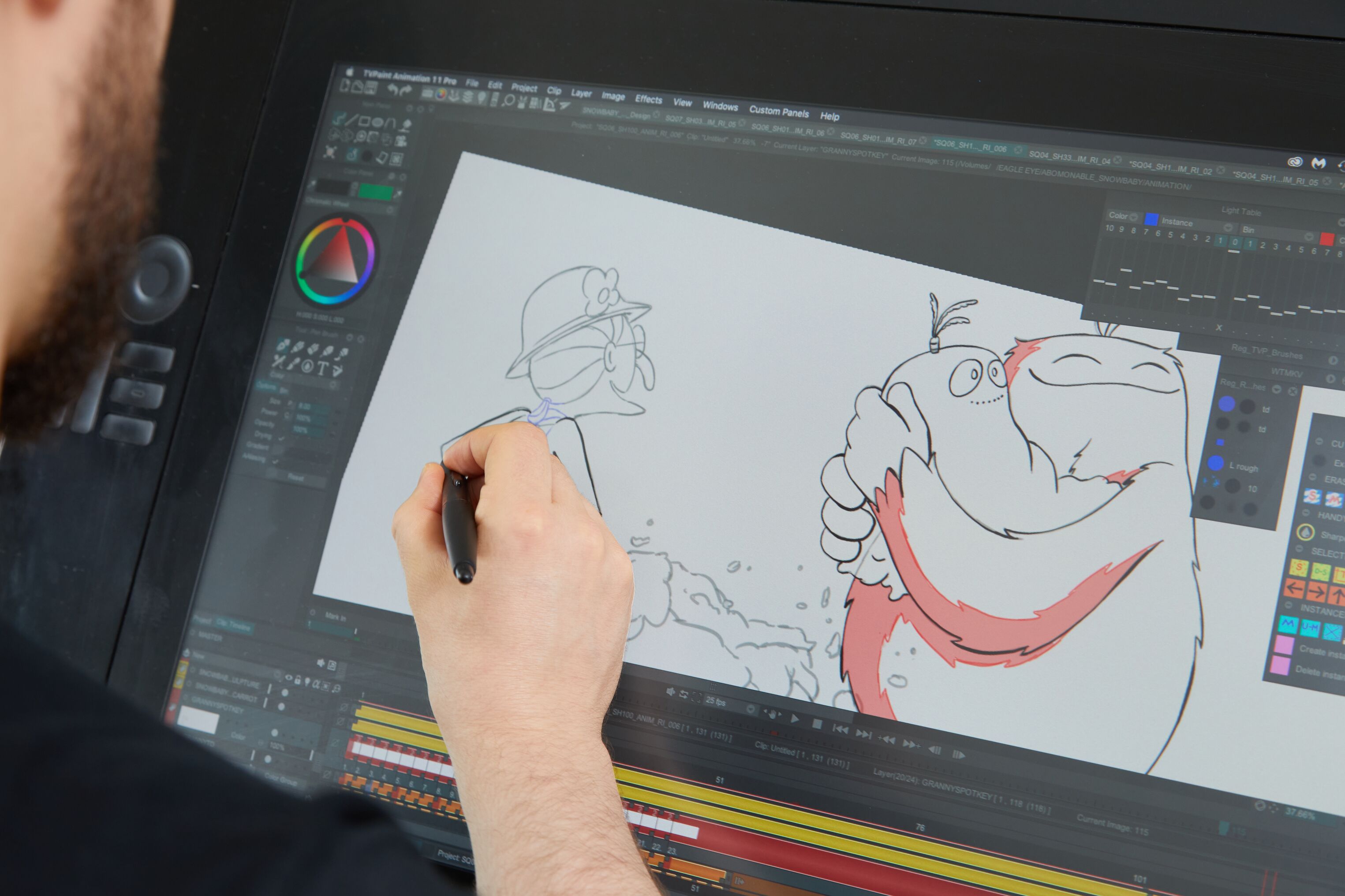 Drawing on a tablet with colour grading